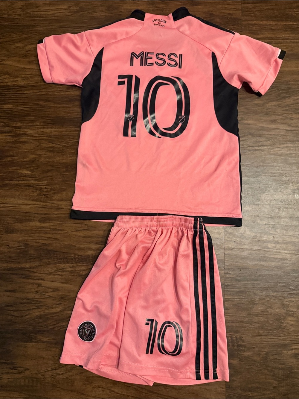 Messi Kids Pink Soccer Jersey & Shorts Set